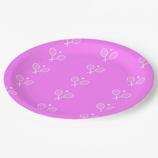 Tennis Rackets Deep Pink Achtergrond Papieren Bordje (Gekanteld)