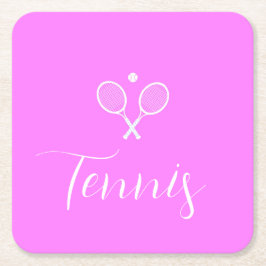 Tennis Rackets en Ball Deep Pink Kartonnen Onderzetters