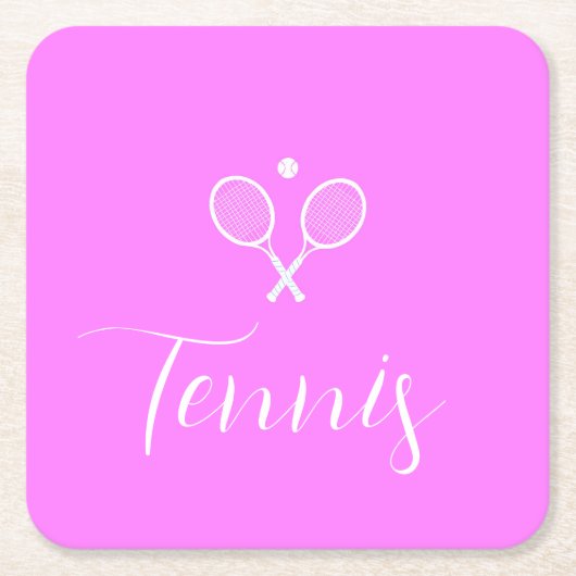 Tennis Rackets en Ball Deep Pink Kartonnen Onderzetters (Voorkant)