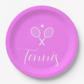 Tennis Rackets en Ball Deep Pink Papieren Bordje (Voorkant)