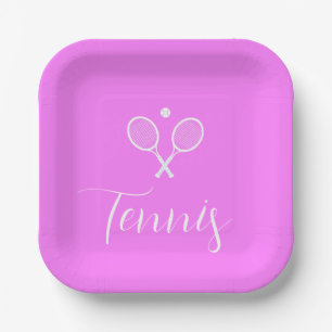 Tennis Rackets en Ball Deep Pink Papieren Bordje