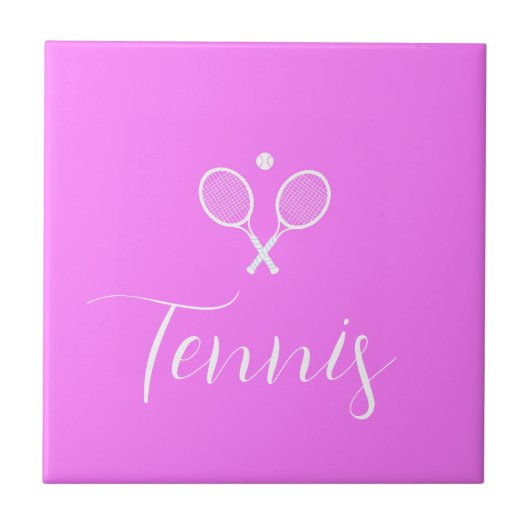 Tennis Rackets en Ball Deep Pink Tegeltje (Voorkant)
