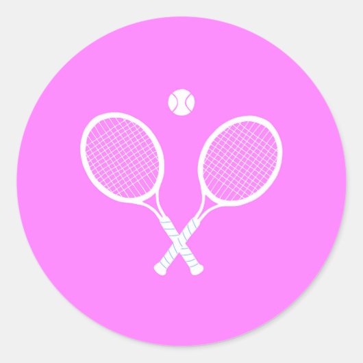 Tennis Rackets en Ball Party roze Ronde Sticker (Voorkant)