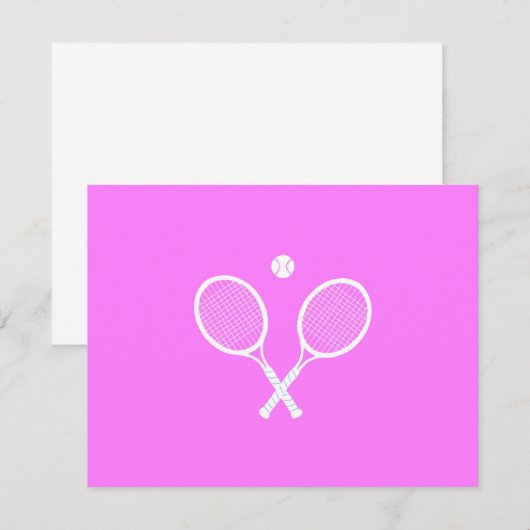 Tennis Rackets en Ball Party roze RSVP Kaartje (Voorkant / Achterkant)