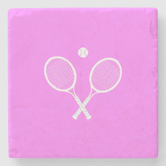 Tennis Rackets en Ball Party roze Stenen Onderzetter (Voorkant)