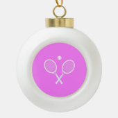 Tennis Rackets en Ball Pink Festive Keramische Bal Ornament (Voorkant)