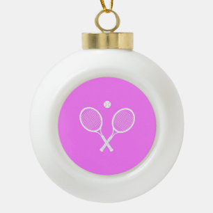 Tennis Rackets en Ball Pink Festive Keramische Bal Ornament