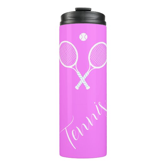 Tennis Rackets en Ball Pink Thermosbeker (Voorkant)