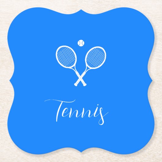 Tennis Rackets en Ball Ultramarine Blue Kartonnen Onderzetters (Voorkant)