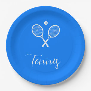 Tennis Rackets en Ball Ultramarine Blue Papieren Bordje