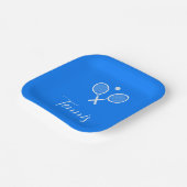 Tennis Rackets en Ball Ultramarine Blue Papieren Bordje (Gebogen)