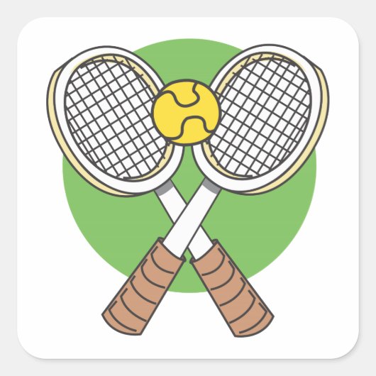 Tennis Rackets en Ball Vierkante Sticker (Voorkant)
