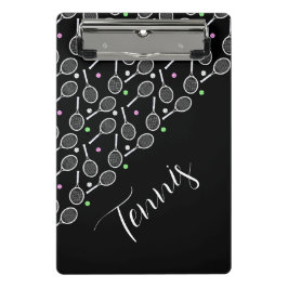 Tennis Rackets en Balls Black Mini Klembord