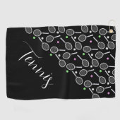 Tennis Rackets en Balls Black, speciaal gepersonal Golfhanddoek (Horizontaal)