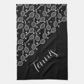 Tennis Rackets en Balls Black, speciaal gepersonal Theedoek (Verticaal)