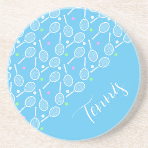 Tennis Rackets en Balls Light Blue Zandsteen Onderzetter