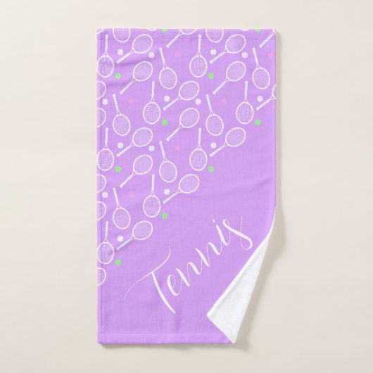 Tennis Rackets en Balls Lila Handdoek (Handdoek)