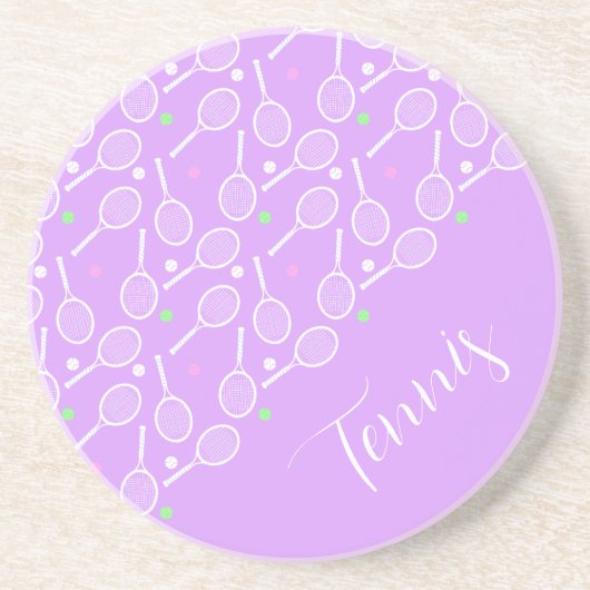 Tennis Rackets en Balls Lila Onderzetter (Voorkant)