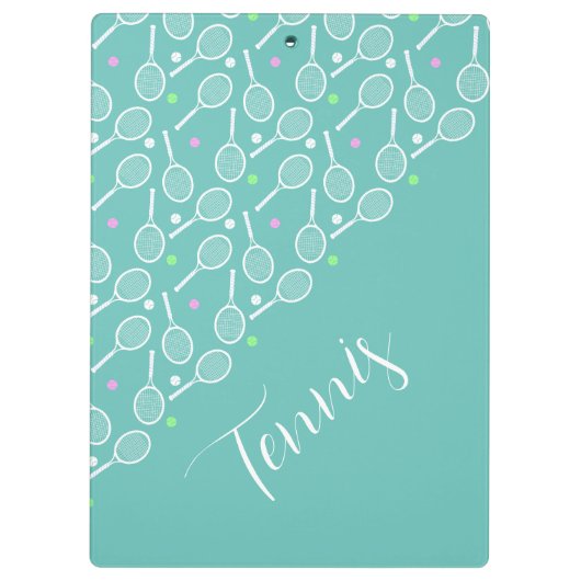 Tennis Rackets en Balls Mint Green Klembord (Achterkant)