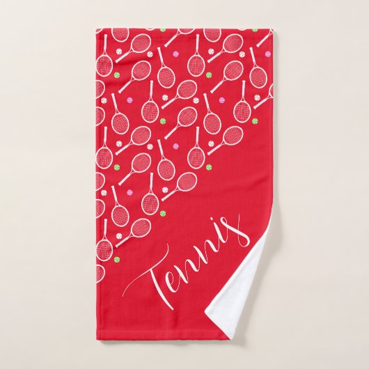 Tennis Rackets en Balls Red Bad Handdoek (Handdoek)