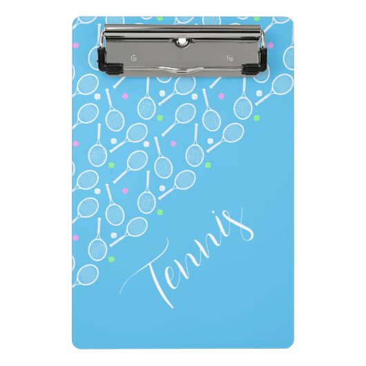 Tennis Rackets en Balls Sky Bleek Blue Mini Klembord (Voorkant)
