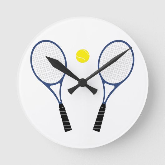 Tennis Rackets en kogelmuur-klok Ronde Klok (Voorkant)