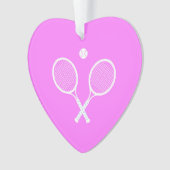 Tennis Rackets en kogelroze hart Ornament (voorkant)