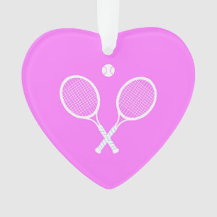 Tennis Rackets en kogelroze hart Ornament
