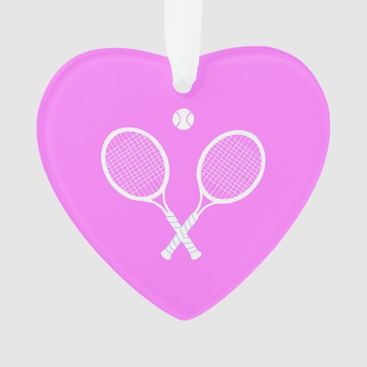 Tennis Rackets en kogelroze hart Ornament (voorkant)