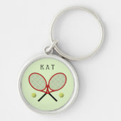 Tennis rackets gepersonaliseerd groen sleutelhanger (Voorkant)