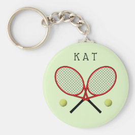 Tennis rackets gepersonaliseerd groen sleutelhanger