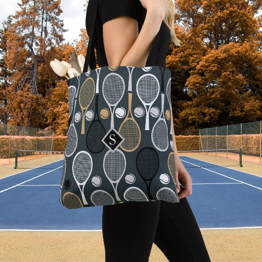 Tennis Rackets Gepersonaliseerde Monogrammen Naam  Tote Bag
