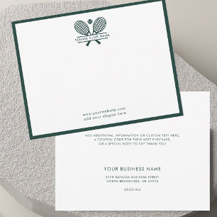 Tennis Rackets Icon Club naam Green Borders Bedankkaart