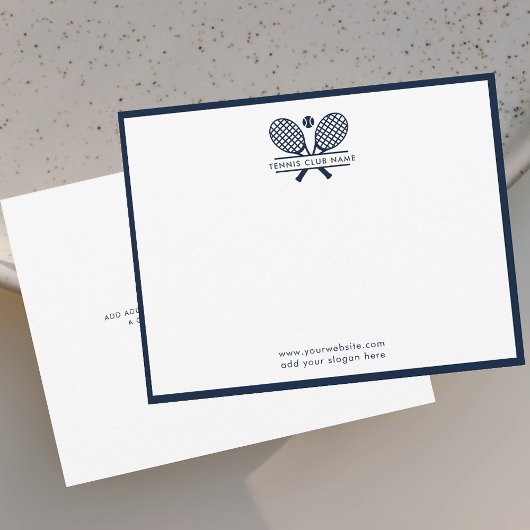 Tennis Rackets Icon Club Naam Marine Blauwe Grenze Bedankkaart