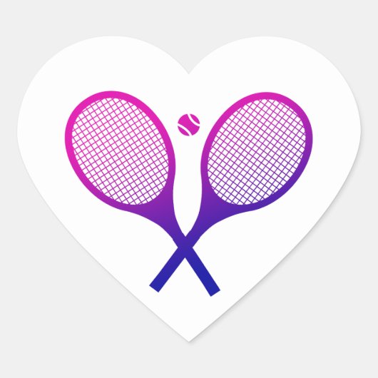 Tennis Rackets Magenta to Paarse Ombre Hart Sticker (Voorkant)
