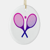 Tennis Rackets Magenta to Paarse Ombre Keramisch Ornament (Rechts)