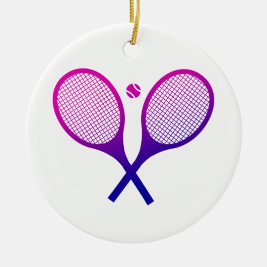 Tennis Rackets Magenta to Paarse Ombre Keramisch Ornament (Voorkant)