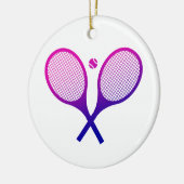 Tennis Rackets Magenta to Paarse Ombre Keramisch Ornament (Links)