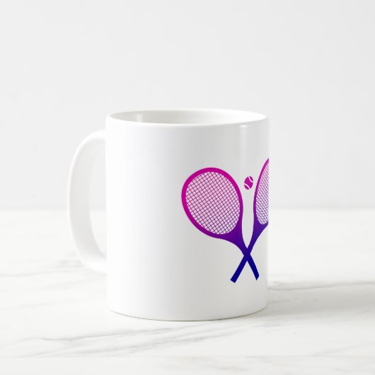 Tennis Rackets Magenta to Paarse Ombre Koffiemok (Voorkant links)