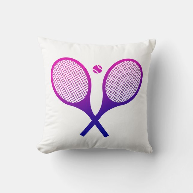 Tennis Rackets Magenta to Paarse Ombre Kussen (Voorkant)