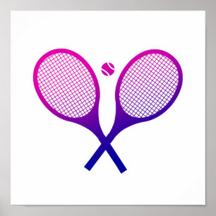 Tennis Rackets Magenta to Paarse Ombre Poster