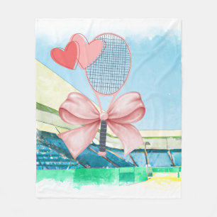 Tennis Rackets met liefde rode hart waterverf Fleece Deken