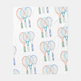 Tennis Rackets met waterverf met kogel Fleece Deken