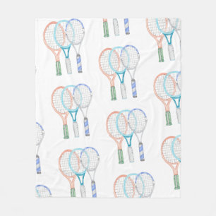 Tennis Rackets met waterverf met kogel Fleece Deken