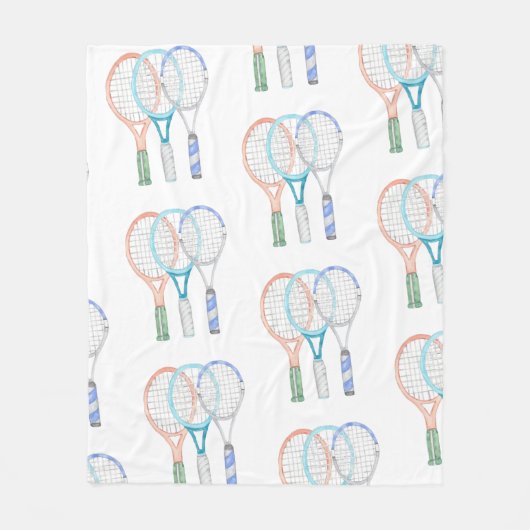 Tennis Rackets met waterverf met kogel Fleece Deken (Voorkant)