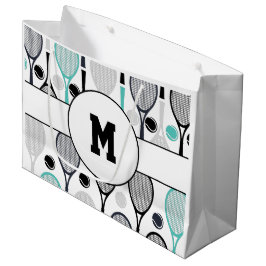 Tennis Rackets Monogram Initiaal Groene Zwarte Spo Groot Cadeauzakje