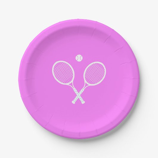 Tennis Rackets Party Deep Roze Papieren Bordje (Voorkant)