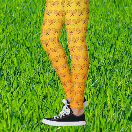 Tennis rackets patroon oranje gele sporen leggings