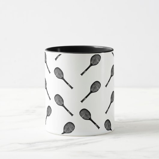 Tennis Rackets Pattern Antiek Tennis Art Design Mok (Midden)