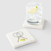 Tennis Rackets Sportontwerp Stenen Onderzetter (Zijkant)